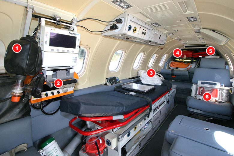 Ambulanzjet medizinische Ausstattung